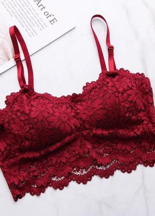 Стильный кружевной лиф топ синий, бордовый