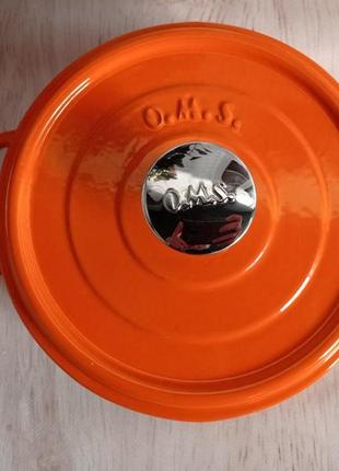 Сотейник чавунний (емаль) (24х7,5 см) - 2,8 літра, ручки суцільнолиті, oms (туреччина), арт.3365-24 оранж4 фото