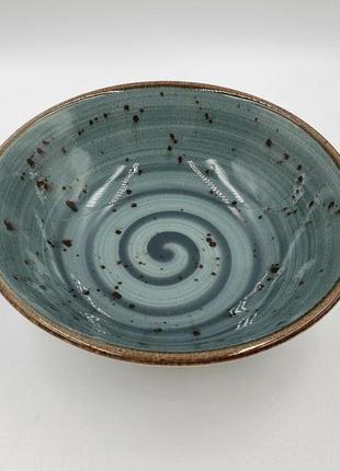 Тарілка-піала порцелянова tulu porselen spiral greey-blue2 фото