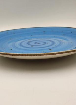Тарелка сервировочная фарфоровая tulu porselen spiral blue3 фото
