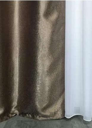 Готові сонцезахисні штори з щільної тканини блекаут софт на тасьмі3 фото