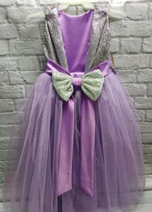 Великолепное пышное платье для девочки цвета лаванды3 фото