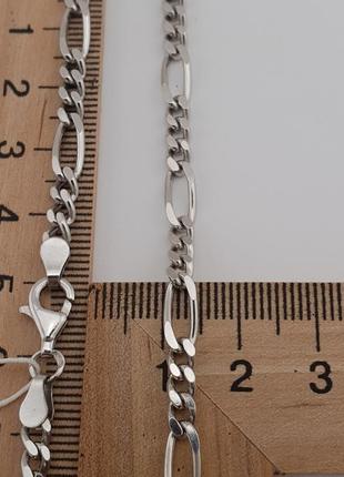 Срібний ланцюжок родований фігаро. цепочка панцир з подоженим звеном.4 фото