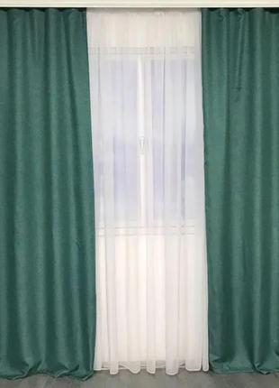 Готовые плотные шторы для спальни или гостинной 1,5х2,7 блэкаут лен7 фото