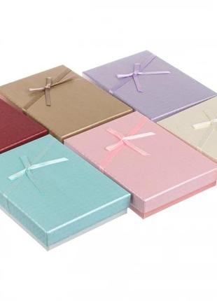 Подарочные коробочки для бижутерии 16*12*2,8 см цветные с бантиком (упаковка 12 шт)
