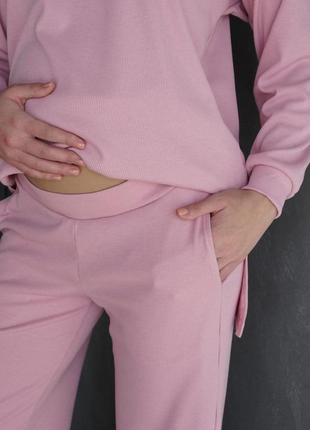 Мягкий спортивный костюм для беременных oversize кроя однотонный трикотажный цвет пудра, 5420138-1-п6 фото