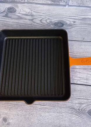 Сковорода чугунная со сливными носиками, 30х30 см, для всех видов плит, oms (турция) арт. 3265-30 оранж8 фото