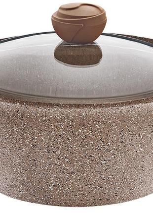 Алюминиевая кастрюля с антипригарным покрытием (24х13см / 4.5л) oms collection 3120 коричневая