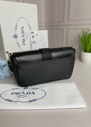 Черная сумка прада | женская небольшая вместительная сумочка через плечо prada