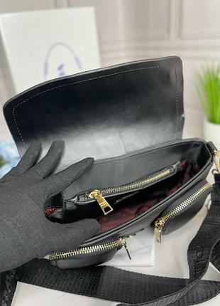 Черная сумка прада | женская небольшая вместительная сумочка через плечо prada