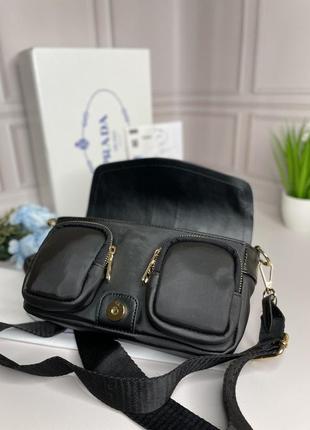 Черная сумка прада | женская небольшая вместительная сумочка через плечо prada