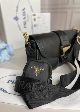 Черная сумка прада | женская небольшая вместительная сумочка через плечо prada