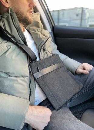Сумка чорна планшетка  ⁇  чоловіча стильна сумка на щодень кельвін кляйн