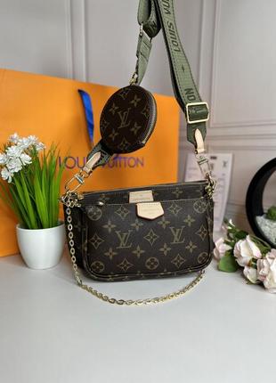 Женская стильная сумка louis vuitton pochete multi monogram | коричневая вместительная сумка луи виттон