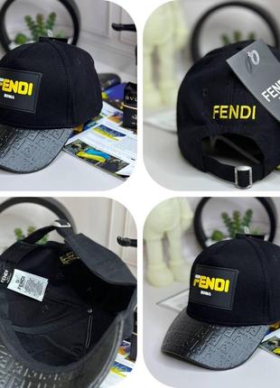 Мужская черная кепка фенди | мужская кепка черного цвета с желтым логотипом fendi2 фото