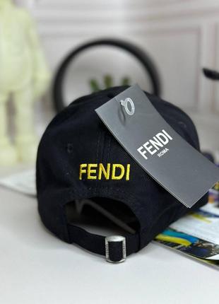 Мужская черная кепка фенди | мужская кепка черного цвета с желтым логотипом fendi4 фото