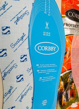 Стельки антибактерицидные corbby protect 36-46рр обрезная