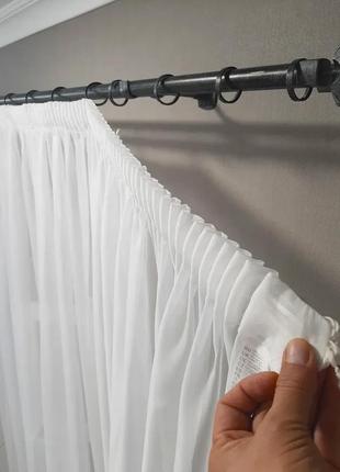 Тюль готовий пошитий білий однотонний шифон на тасьмі, висота 250 см, ширина 300 см3 фото