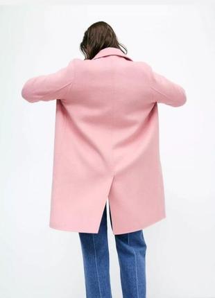 Ніжне рожеве весняне шерстяне пальто двубортне zara3 фото