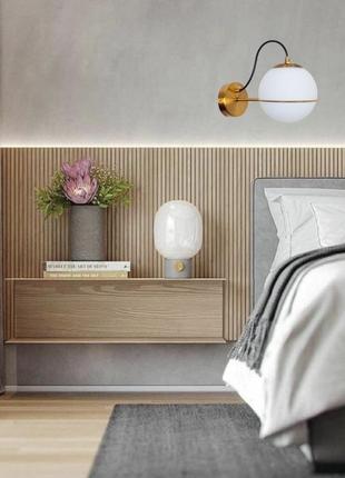 Бронзове бра з 15см кулею (61-j2017-1 brz+wh)2 фото