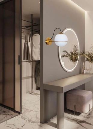 Бронзове бра з 15см кулею (61-j2017-1 brz+wh)3 фото