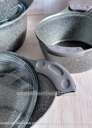 Набор посуды с а/п покрытием из 8-ми (4/4) предм.o.m.s collection (турция), арт.3006.01.11. серый4 фото