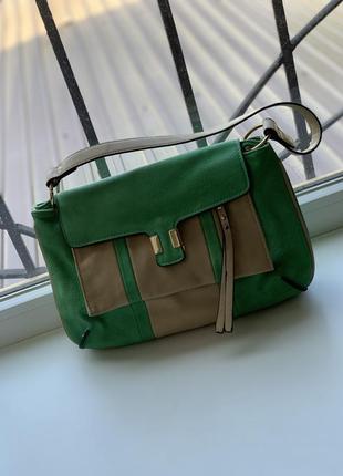 Зелена шкіряна сумка1 фото