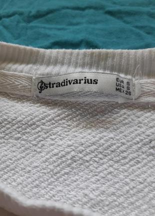 Стильная толстовка марки stradivarius белого цвета, 100% хлопок2 фото