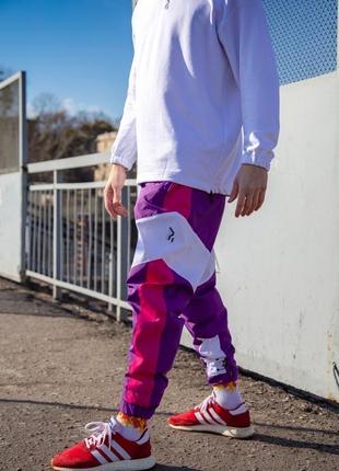 Cпортивные штаны пушка огонь split фиолетово-розовые1 фото