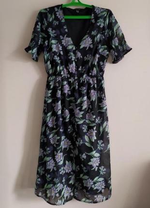 Плаття сукня міді шифон квіти