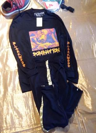 Крутой агрессивный трикотажный костюм с принтом dominition 48-50р.