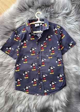 Стильна сорочка з міккі/літня яскрава сорочка з mickey mouse/летняя рубашка для мальчика/рубашка с микки маус/шведка с mickey mouse