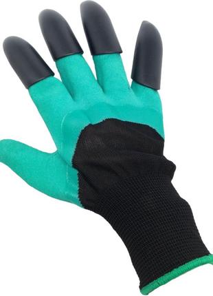 Перчатки садовые с когтями зелёные для сада огорода дачи для садовода с сеточкой и...