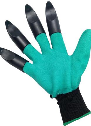 Перчатки садовые с когтями зелёные для сада огорода дачи для садовода с сеточкой и...