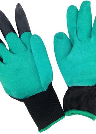 Перчатки садовые с когтями зелёные для сада огорода дачи для садовода с сеточкой и...