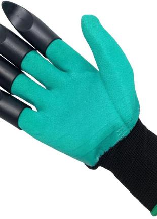 Перчатки садовые с когтями зелёные для сада огорода дачи для садовода с сеточкой и...
