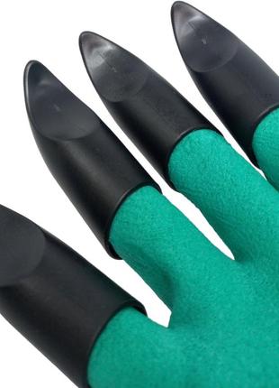 Перчатки садовые с когтями зелёные для сада огорода дачи для садовода с сеточкой и...