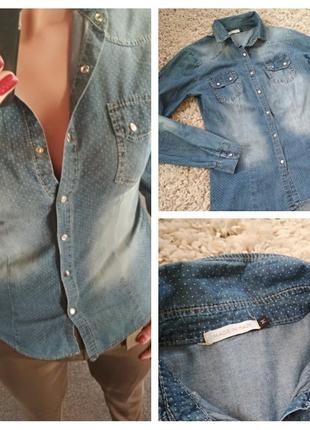 Стильна катоновая джинсова сорочка, італія, р38/401 фото