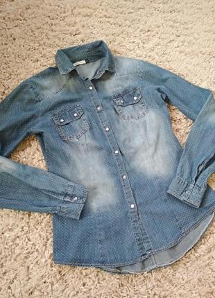 Стильна катоновая джинсова сорочка, італія, р38/408 фото