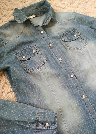Стильна катоновая джинсова сорочка, італія, р38/4010 фото