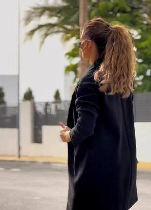 Пальто кашемир туреченица удлиненное свободного кроя беж черный пиджак4 фото