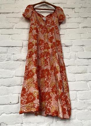 Платье сукня льон льняная с разрезом миди1 фото