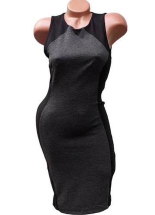 🔲сіре коротке плаття по фігурі h&m/сіра сукня з шкіряними вставками🔲10 фото