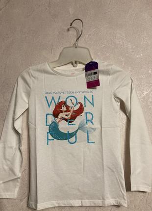 Реглан, лонгслив с русалкой от disney