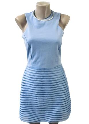 💎короткое голубое платье/голубое платье с сеточкой/платье трапеция перфорация💎1 фото
