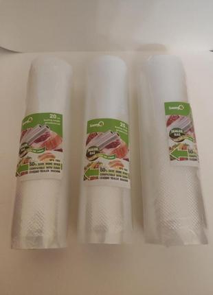 Вакуумный пакет, рулоны для вакуумной упаковки по 5м ширина 20 см гофрированые пленка...