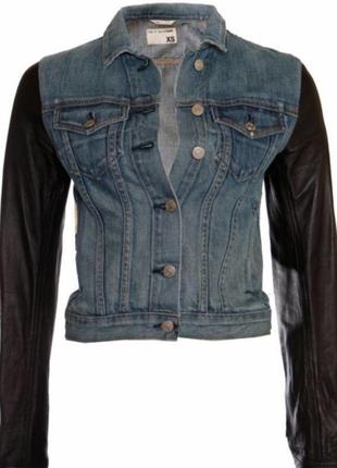 Rag & bone, джинсовая куртка с кожаными рукавами