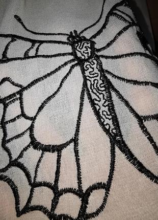 Блуза подвійна з вишивкою метелика шифонова майка rare3 фото