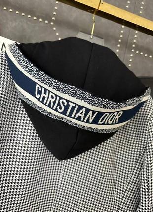 Піджак жакет в стилі christian dior гусяча лапка з капюшоном білий чорний3 фото