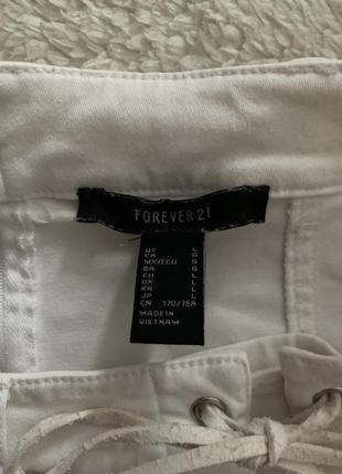 Спилница белая на шнуровке, мини юбка forever2110 фото